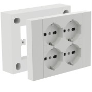 Multipresa da esterno Quadra con 4 schuko P40 per scatole 3 moduli 22016 Electraline 8011439220169 con scatola da muro