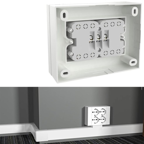 Multipresa da parete Quadra con 4 schuko P40 per scatole 3 moduli 22016 Electraline 8011439220169
