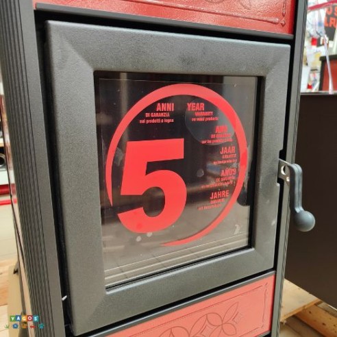 Stufa a legna con forno Decor C EVO EK63 porta bordeaux