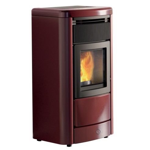 Stufa a pellet ceramica Idro Monday190 H 19,2 kW bordeaux