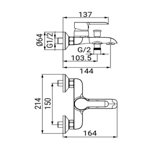 Miscelatore per vasca cromato Ariel Idro-Bric 2