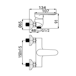 Miscelatore esterno doccia cromato One Idro-Bric 2