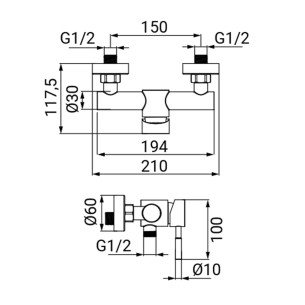 Miscelatore esterno doccia cromato serie Antea Idro-Bric 2