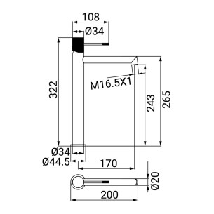 Miscelatore lavabo alto cromato serie Astral Idro-Bric 2