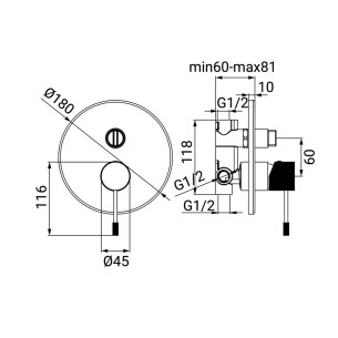 Miscelatore incasso doccia con deviatore serie Astral Idro-Bric 2