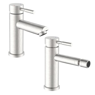 Set miscelatore lavabo e bidet acciaio spazzolato Antea Idro-Bric