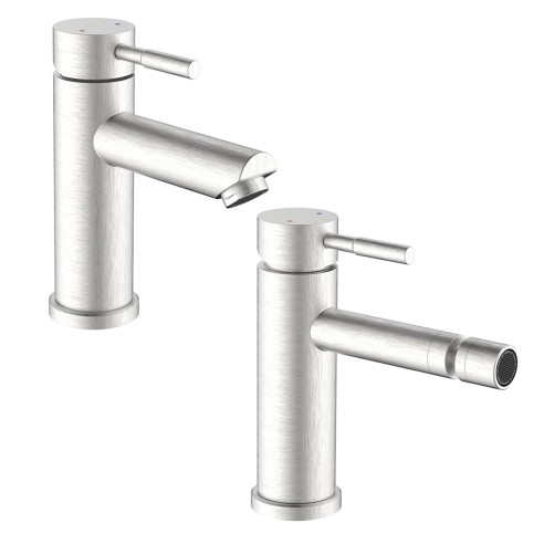 Set miscelatore lavabo e bidet acciaio spazzolato Antea Idro-Bric