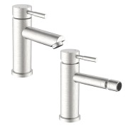 Set miscelatore lavabo e bidet acciaio spazzolato Antea Idro-Bric