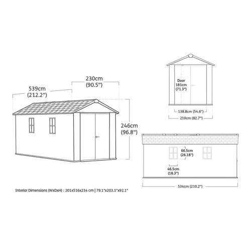 Keter Newton plus 7517/1775 Casetta da giardino con finestre dimensioni