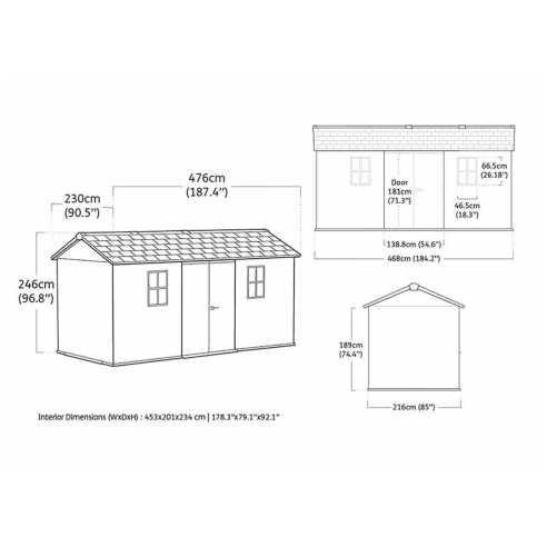 Keter Newton plus 7515/1575 Casetta da giardino dimensioni