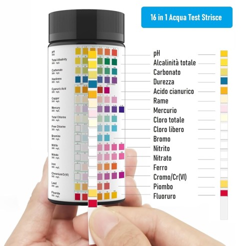 Strisce test acqua 16 in 1 pool test metalli
