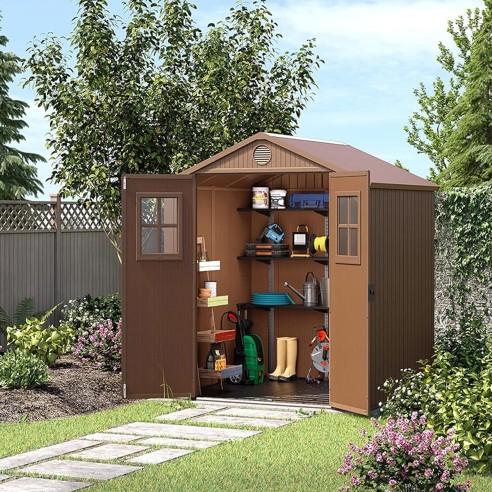 Keter casetta da giardino Darwin 6x6 marrone ambietata