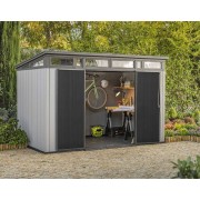 Keter casetta da giardino Artisan 11x7 grigio ambientata