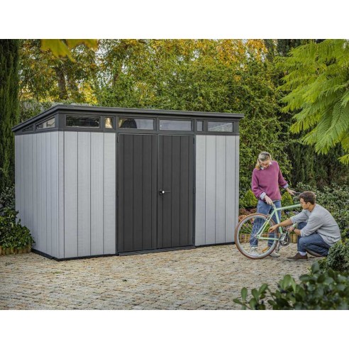 Keter casetta da giardino Artisan 11x7 grigio ambientata