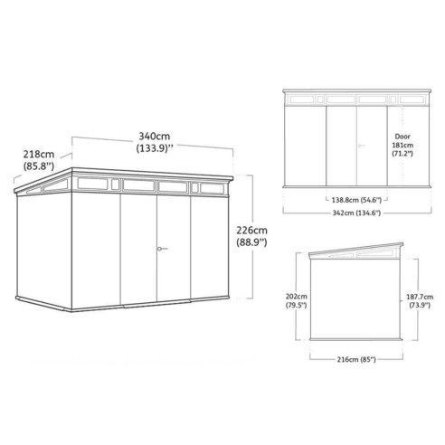 Keter casetta da giardino Artisan 11x7 grigio dimensioni