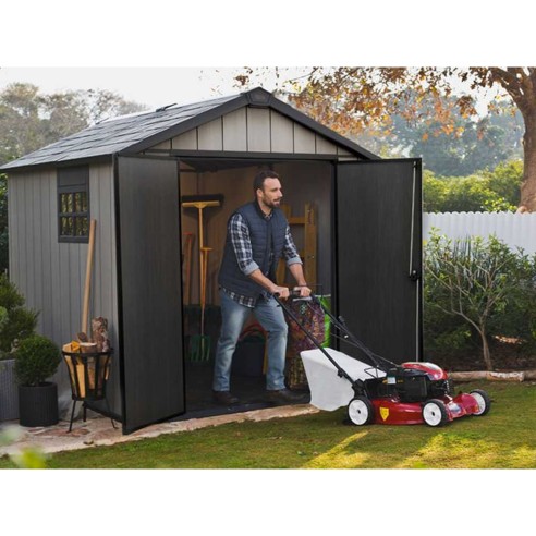 Keter casetta da giardino Oakland 757 grigio ambientata