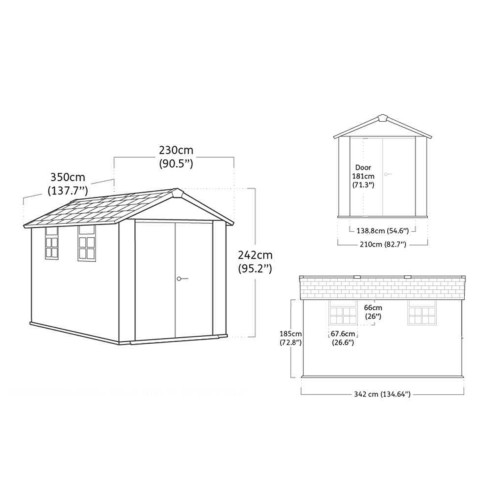 Keter casetta da giardino Oakland 7511 grigio dimensioni