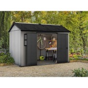 Keter casetta da giardino Oakland 1175 grigio ambientata