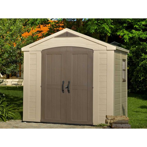 Keter casetta da giardino Factor 8x6 beige ambientata
