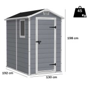 Keter casetta da giardino Manor 4x6 grigio dimensione