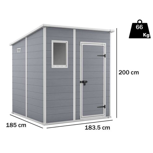Keter casetta da giardino Manor Pent 6x6 grigio dimensioni