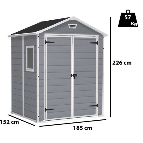 Keter casetta da giardino Manor 6x5 grigio dimensioni