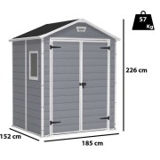 Keter casetta da giardino Manor 6x5 grigio dimensioni