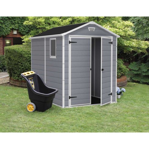 Keter casetta da giardino Manor 6x8 grigio ambientata