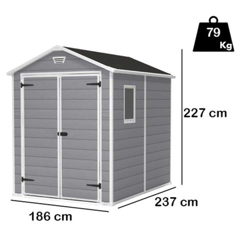Keter casetta da giardino Manor 6x8 grigio dimensioni