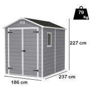 Keter casetta da giardino Manor 6x8 grigio dimensioni