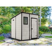 Keter casetta da giardino Manor Pent 6x6 beige ambientata