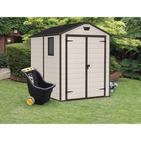 Keter casetta da giardino Manor 6x8 beige ambientata