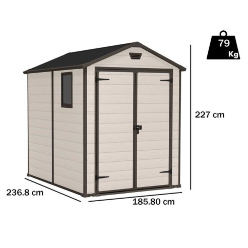 Keter casetta da giardino Manor 6x8 beige dimensioni