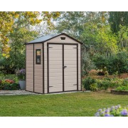 Keter casetta da giardino Manor 6x5 beige ambientata