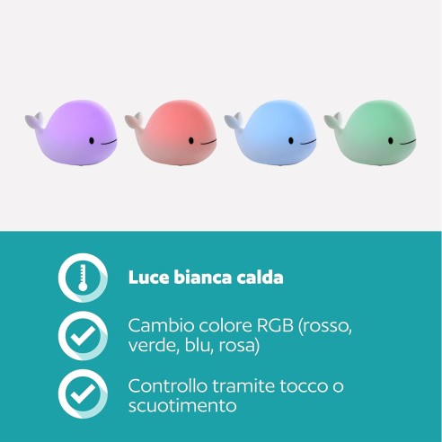 Castellino lampada da tavolo Balena luce notturna RGB