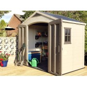 Keter casetta da giardino Factor 8x6 beige ambientata