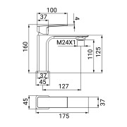 Miscelatore lavabo serie Totem Idro-Bric dimensioni