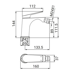 Miscelatore bidet serie Dynamic gungrey Idro-Bric 2