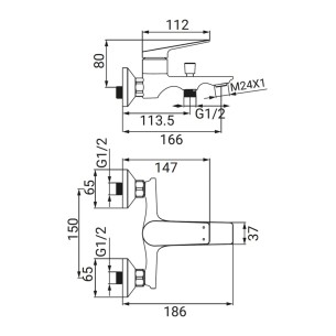 Miscelatore vasca serie Dynamic gungrey Idro-Bric 2