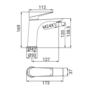 Miscelatore lavabo serie Dynamic gungrey Idro-Bric 2