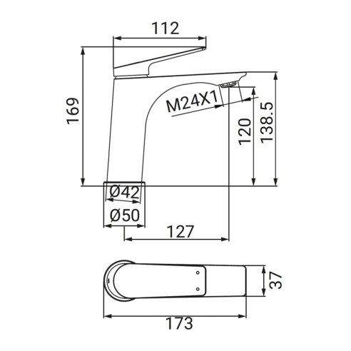 Miscelatore lavabo serie Dynamic gungrey Idro-Bric