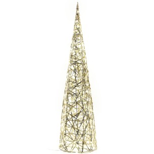Albero cono in metallo oro 200 LED H100 cm Mercury 58140