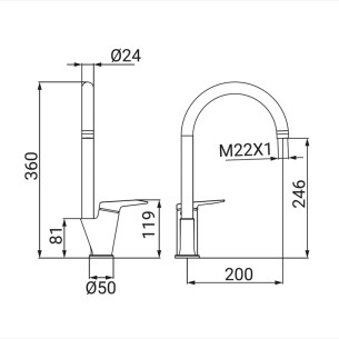 Miscelatore lavello bocca alta Dynamic cromo Idro-Bric 2