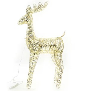 Renna natalizia in metallo oro 200 LED H85 cm Mercury 58409