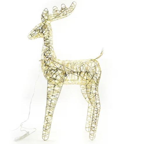 Renna natalizia in metallo oro 200 LED H85 cm Mercury 58409