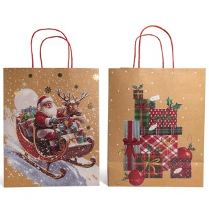 Borsa regalo Natale sacchetto carta 18x23 cm assortito Mercury 85705