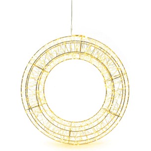 Corona di Natale in metallo ghirlanda oro 960 LED Ø 38 cm Mercury 58478