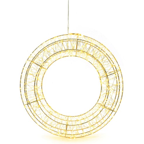 Corona di Natale in metallo ghirlanda oro 960 LED Ø 38 cm Mercury 58478