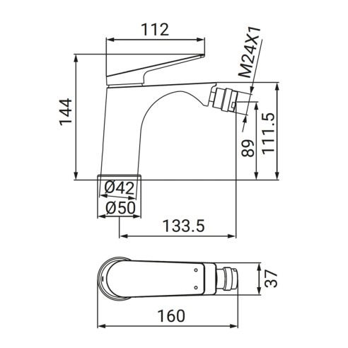 Miscelatore bidet serie Dynamic gungrey Idro-Bric