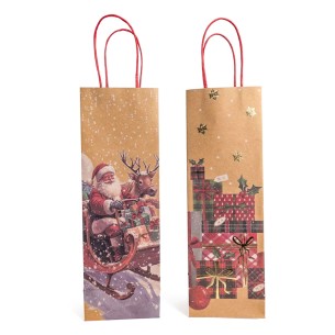 Borsa regalo per bottiglia sacchetto Natale in carta H38 cm assortito Mercury 85699